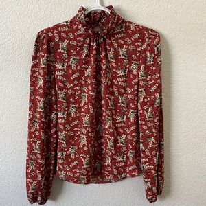 Red Floral Blouse